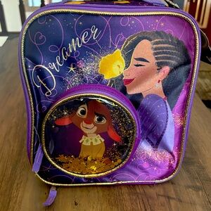 Purple Backpack with Cartoon and Dreamer Design